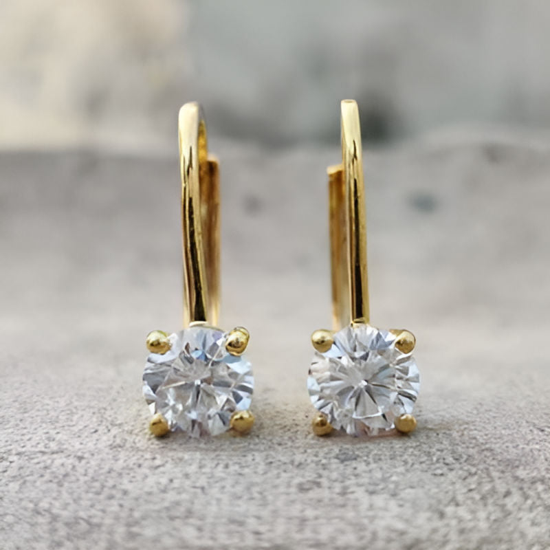 Gold Round Zirconia Earrings