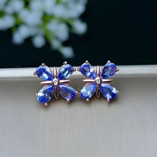 Vintage Inlaid Blue Earrings