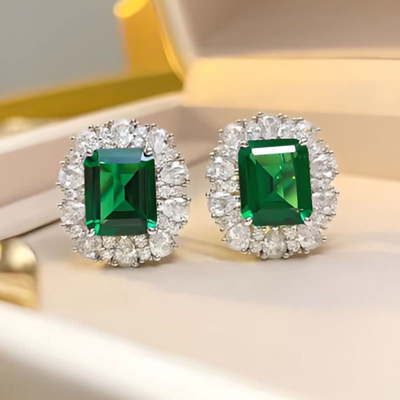 Vintage Rectangular Green Earrings
