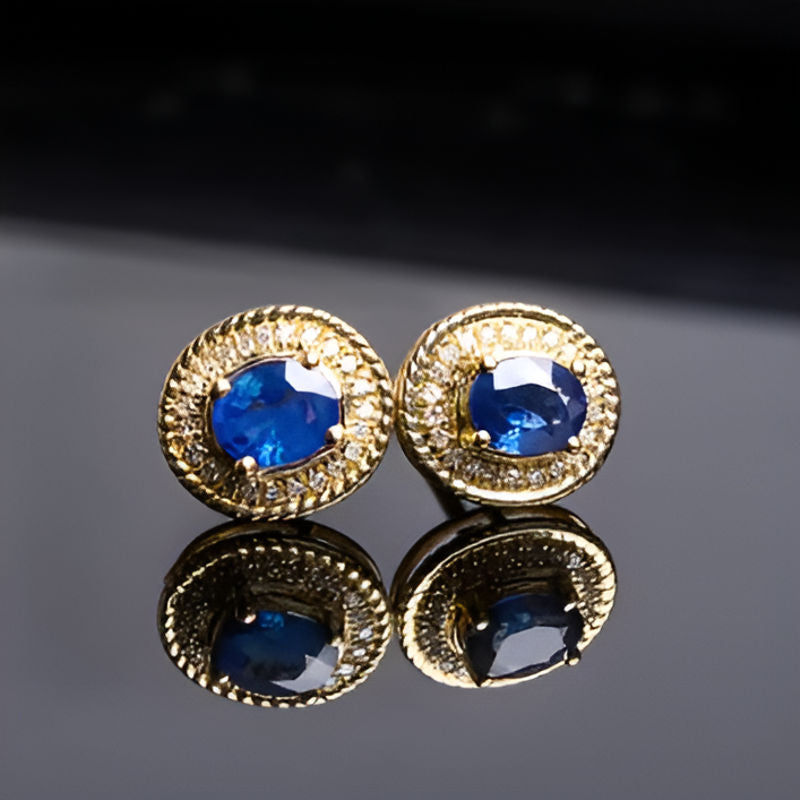 Gold Noble Blue Earrings