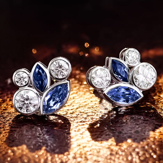 Vintage Blue & White Zirconia Earrings