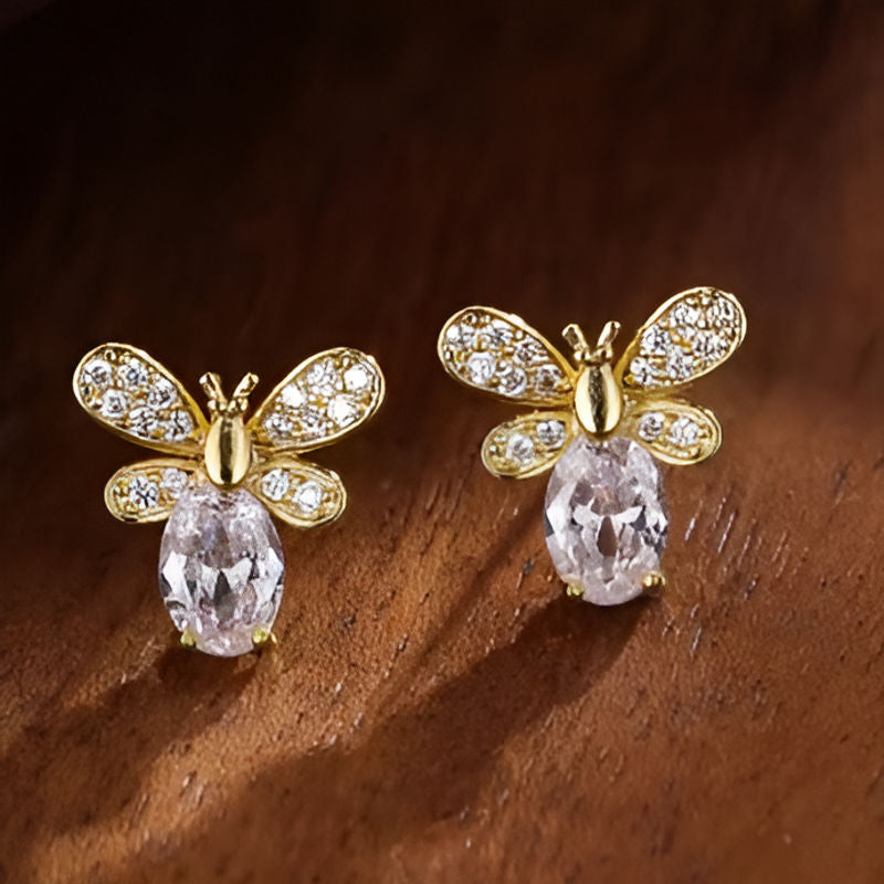 Gold Bee Stud Earrings