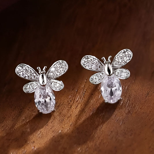 Silver Bee Stud Earrings