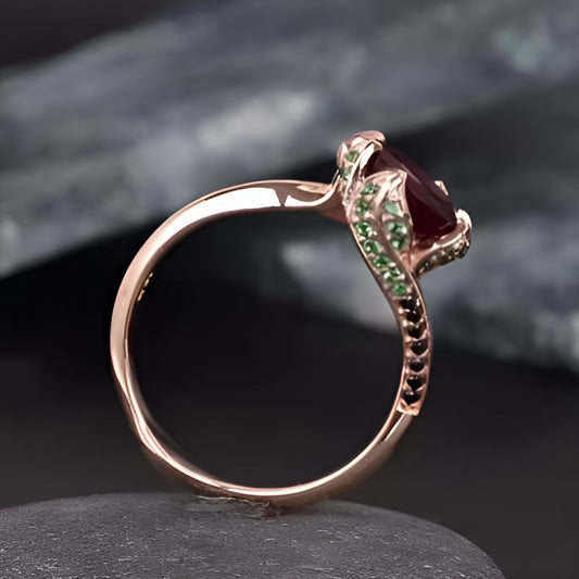 Vintage Round Red Stone Ring