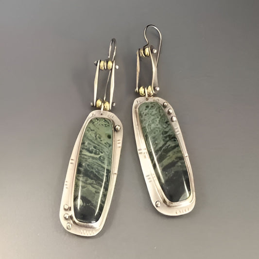 Vintage Green Square Earrings