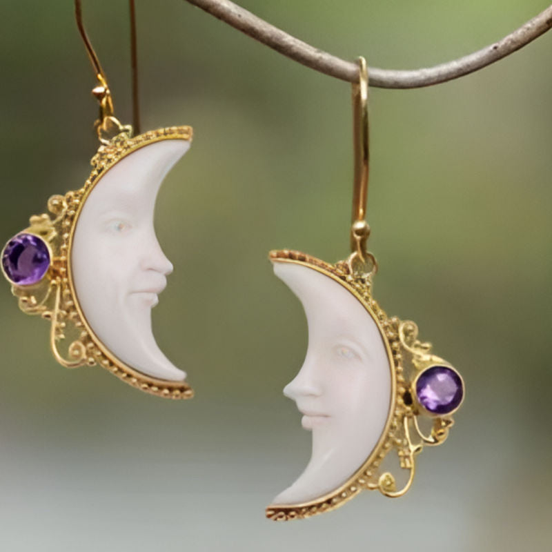 Vintage Purple Moon Earrings