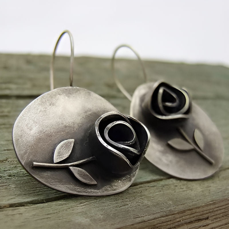 Vintage Asymmetric Leaf Earrings