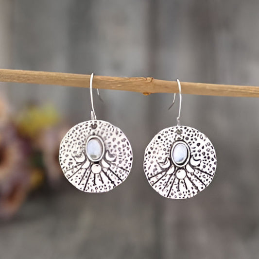 Vintage Silver Oval Moon Earrings
