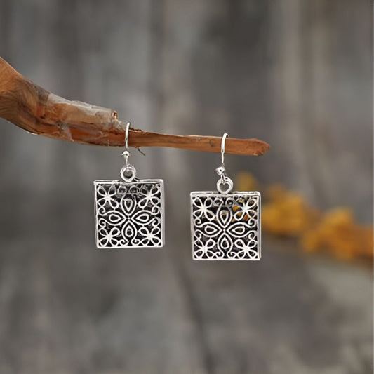Vintage Square Hollow Earrings