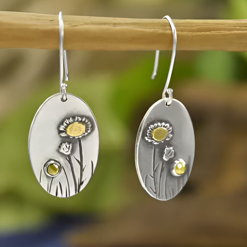 Vintage Olive Green Zircon Earrings