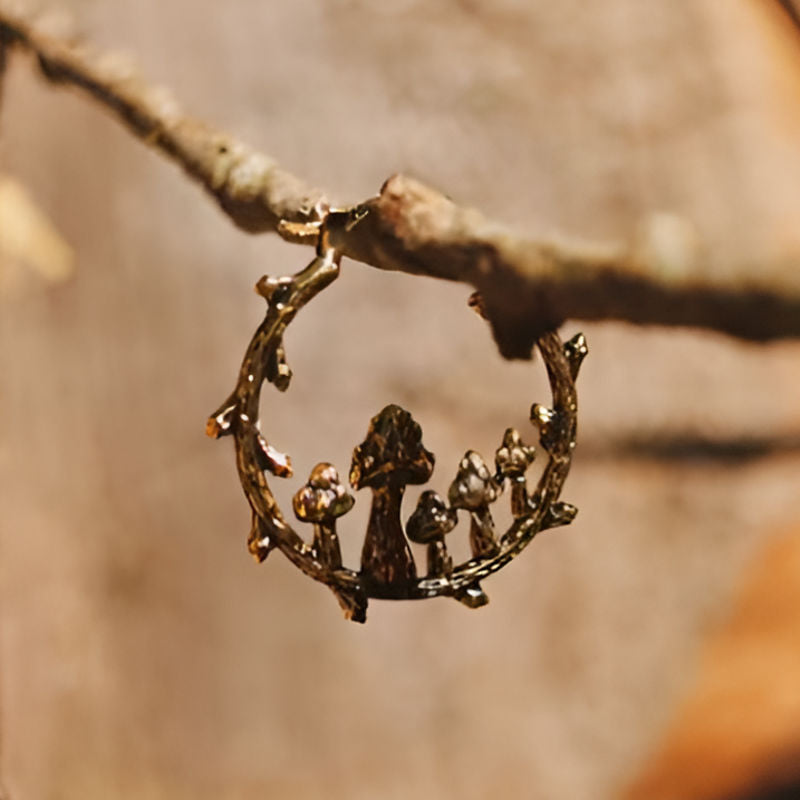 Vintage Golden Mushroom Dangle Earrings