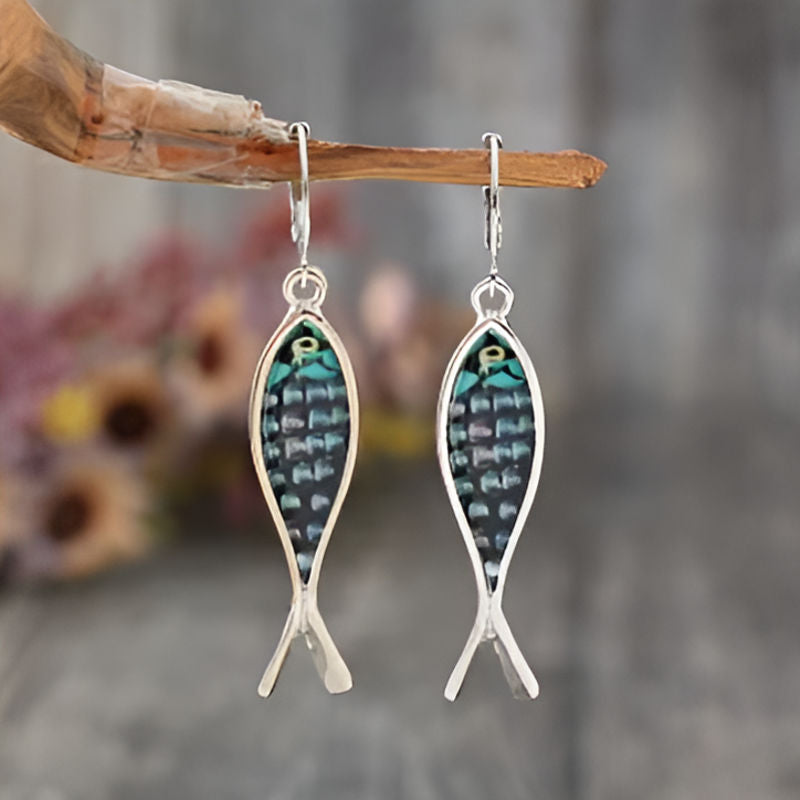 Vintage Silver Fish Dangle Earrings