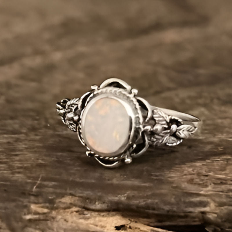 Vintage Round White Stone Ring