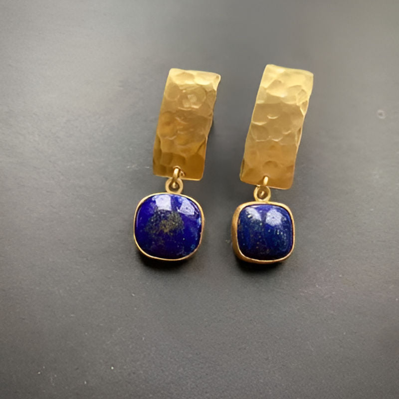 Vintage Square Blue Stone Earrings