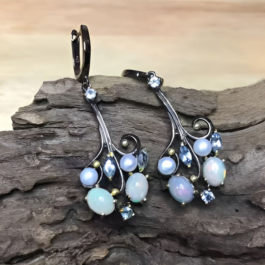 Vintage Oval Black Earrings