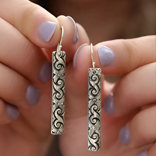 Vintage Silver Carved Earrings