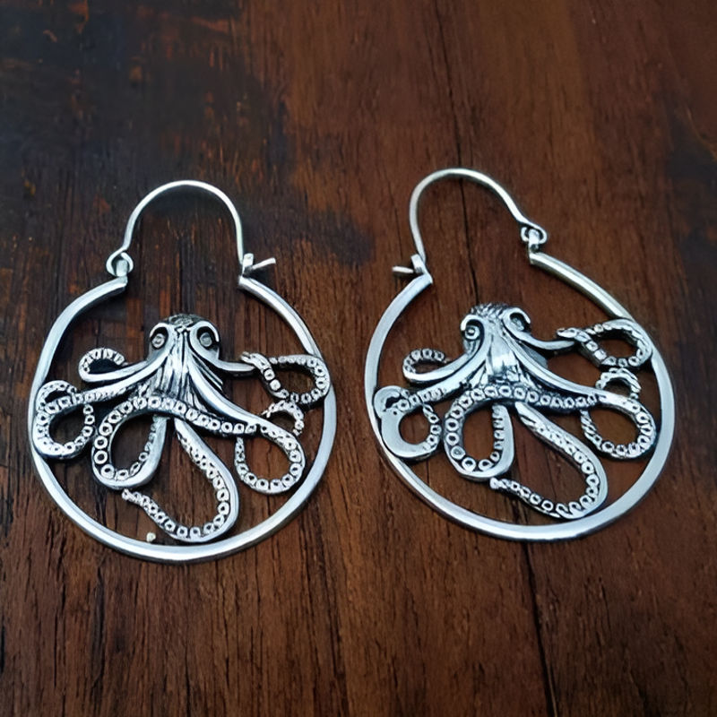 Vintage Octopus Hoop Earrings