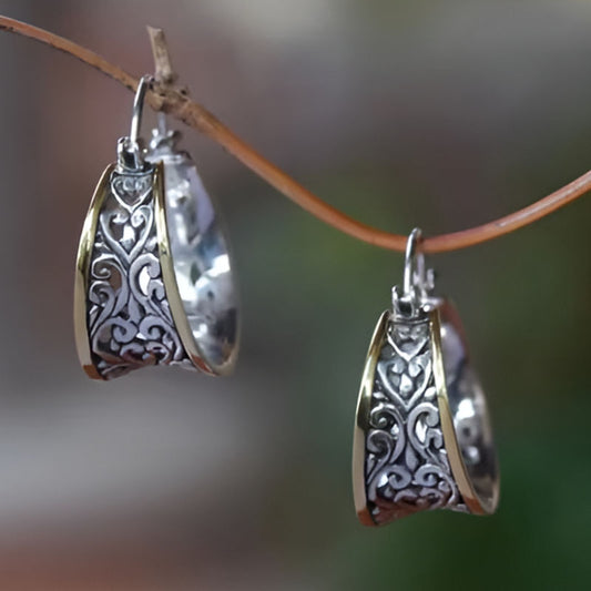 Silver Flower Dangle Earrings