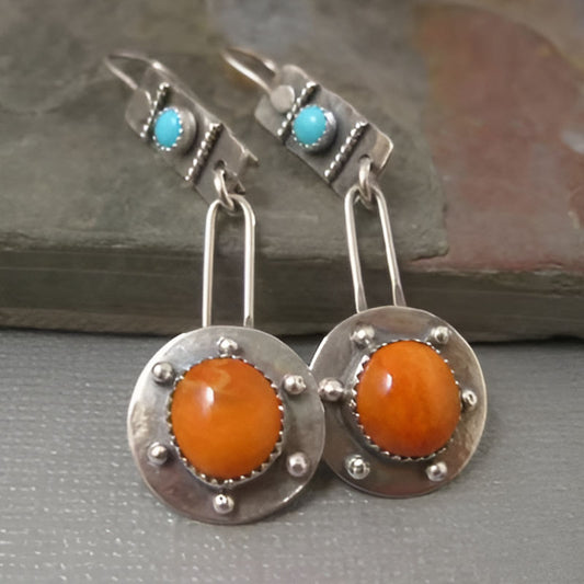 Vintage Coral Stone Earrings