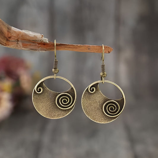 Vintage Bronze Spiral Earrings