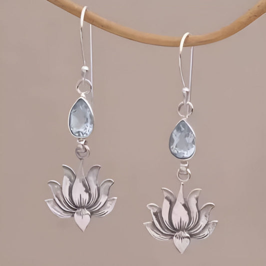 Vintage Waterdrop Blue Stone Earrings