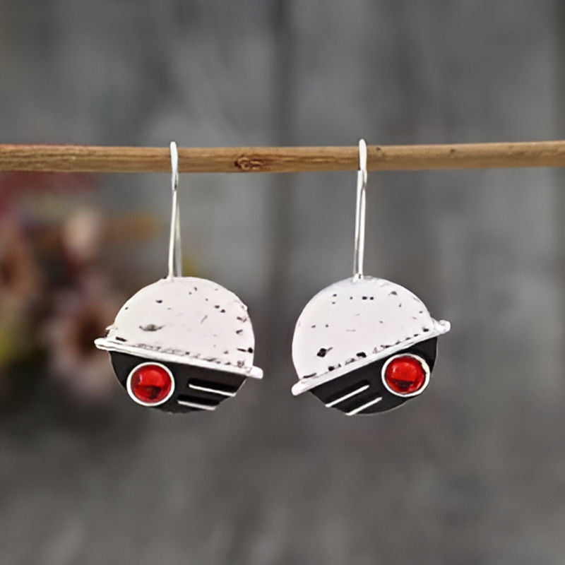 Vintage Red Round Stone Earrings