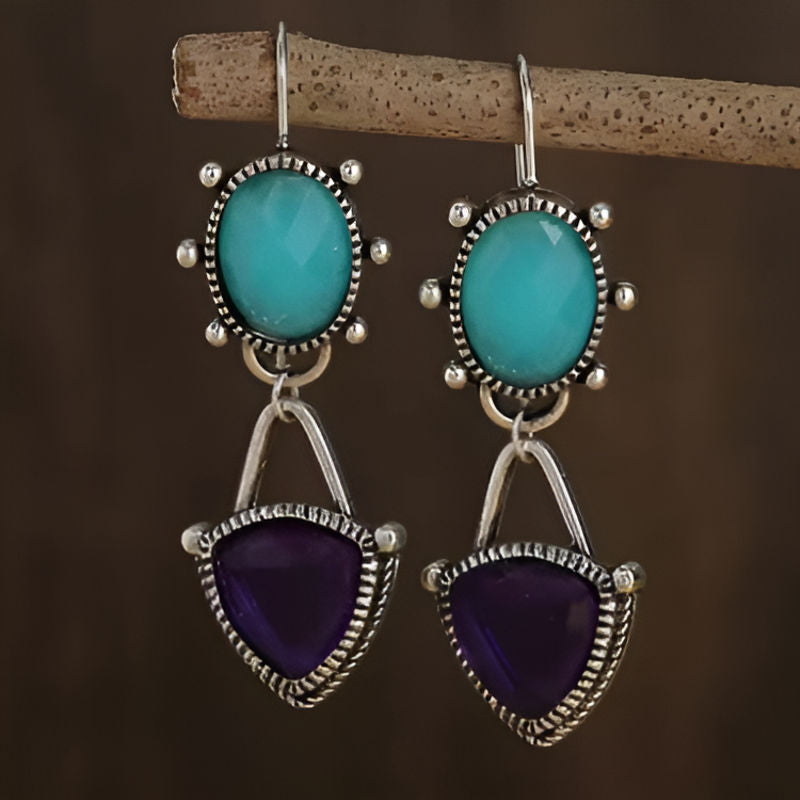Vintage Blue Purple Stone Earrings