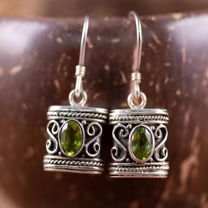 Vintage Oval Olive Green Earrings