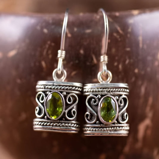 Vintage Oval Olive Green Earrings