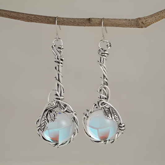 Vintage Leaf White Earrings