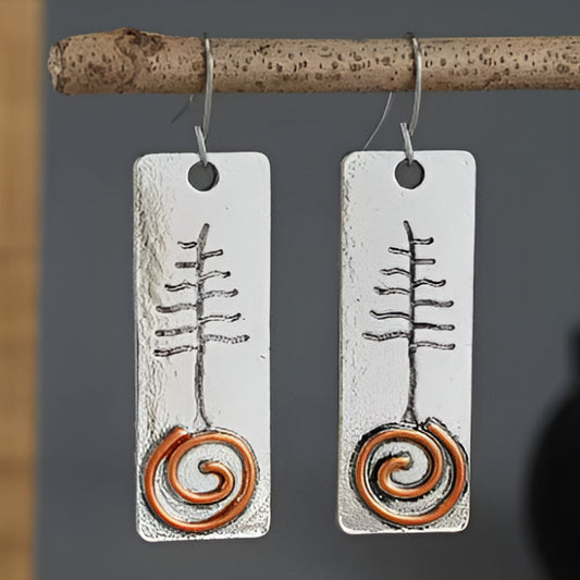 Vintage Square Tree Earrings