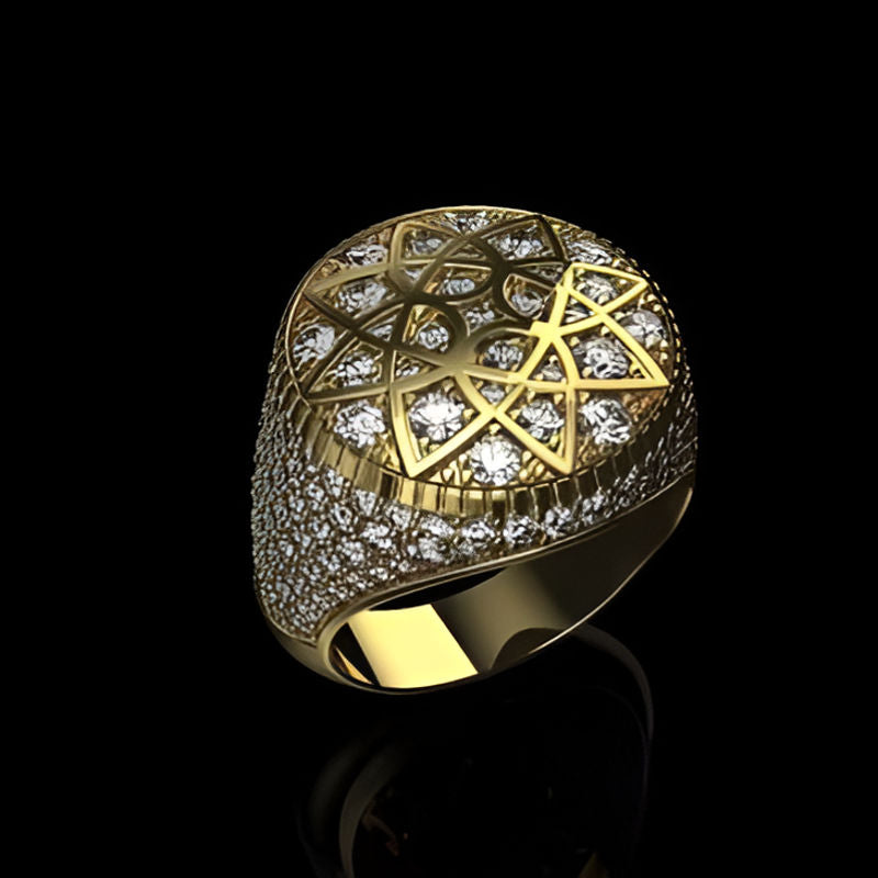 Elegant Gold Flower White Stone Ring