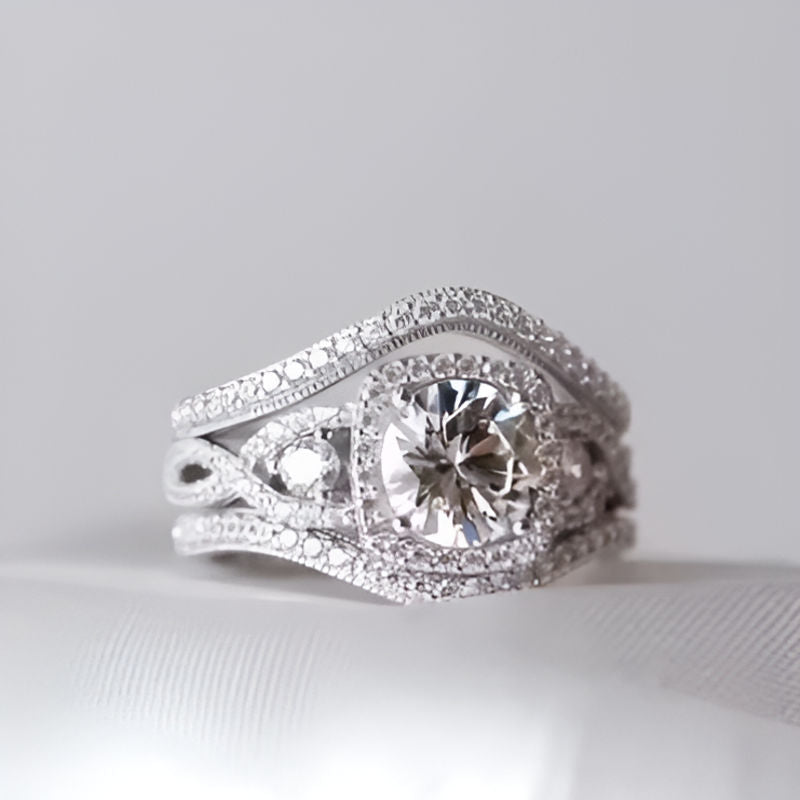 Silver Square Round Cross Ring