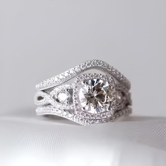 Silver Square Round Cross Ring