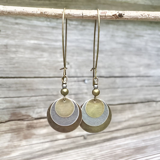 Gold Silver Round Dangle Earrings