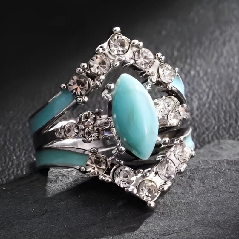 Silver White Blue Stone Rings