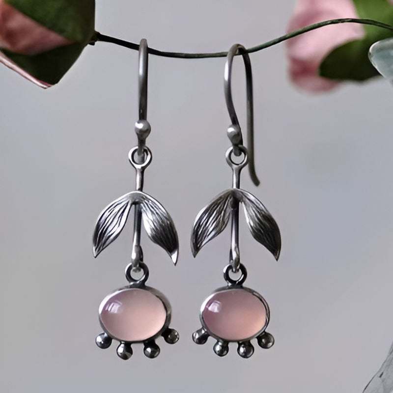 Vintage Oval Pink Zircon Earrings