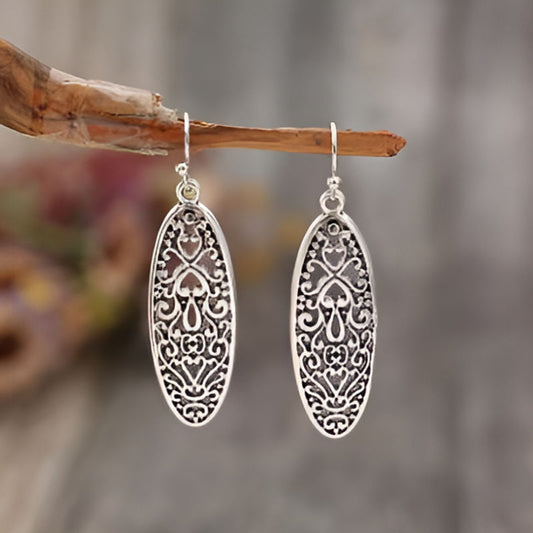 Silver Geometry Hollow Earrings