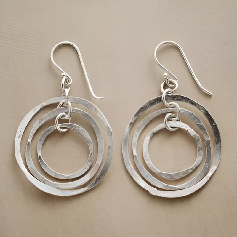 Vintage Round Geometry Dangle Earrings