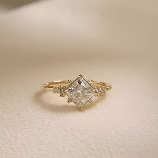 Gold Square Geometry Ring