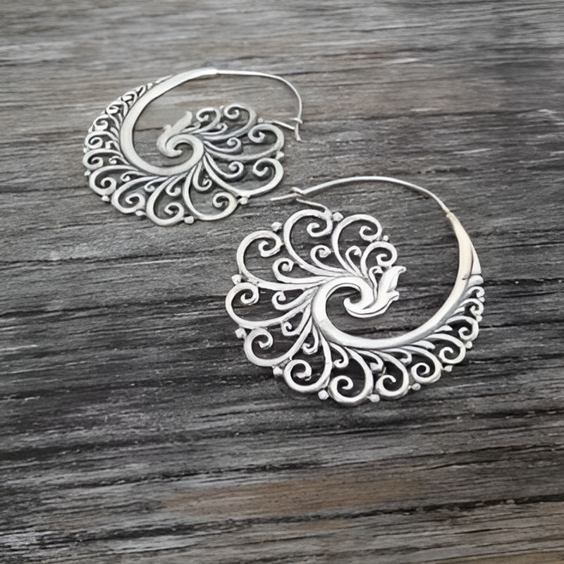 Vintage Silver Peacock Earrings