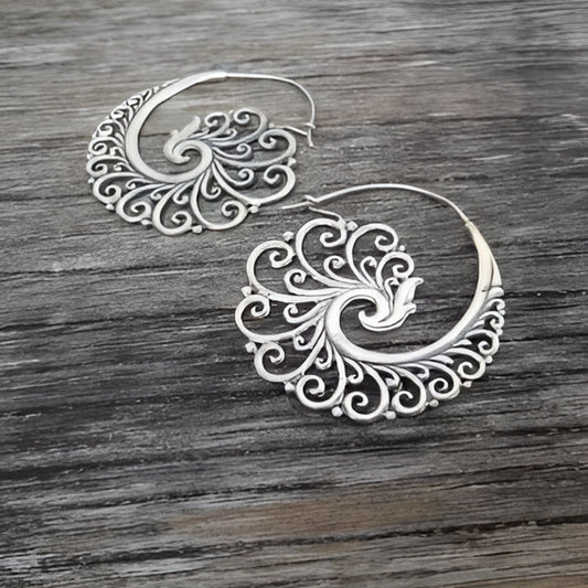 Vintage Silver Peacock Earrings