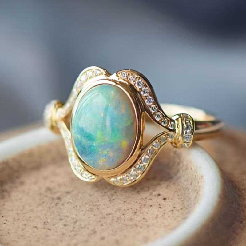 Vintage Round Geometry Gold Ring