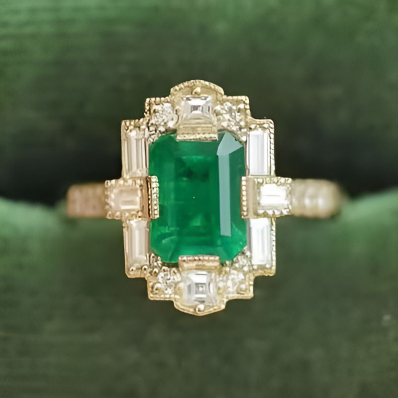 Elegant Gold Square Round Ring