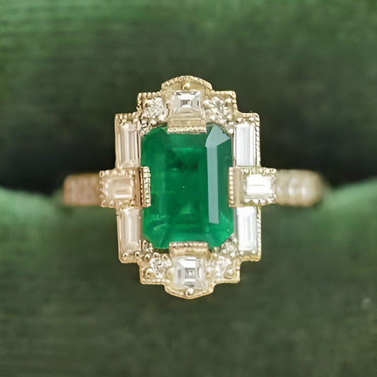 Elegant Gold Square Round Ring