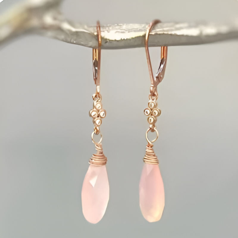 Elegant Waterdrop Pink Stone Earrings