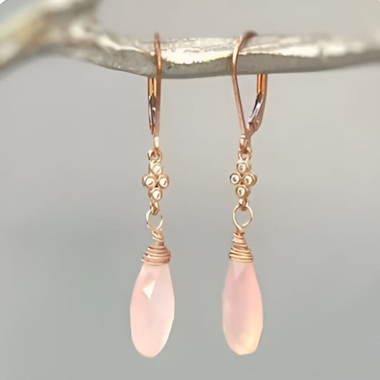 Elegant Waterdrop Pink Stone Earrings