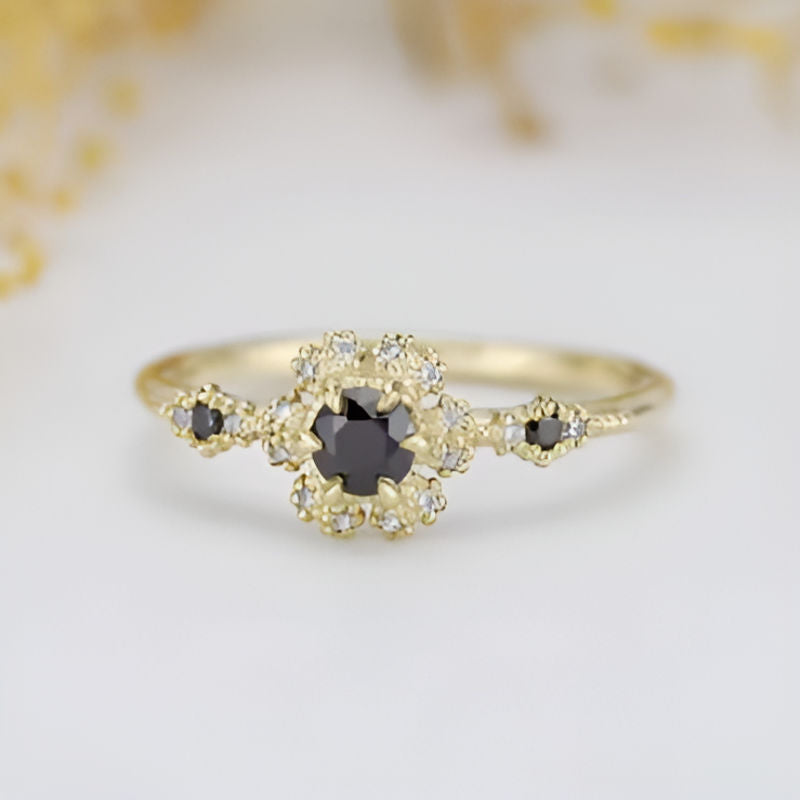 Vintage Round Flower Gold Ring