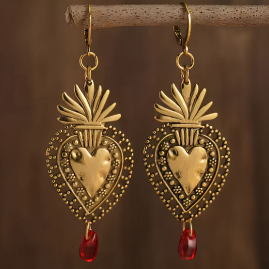 Vintage Gold Heart Earrings