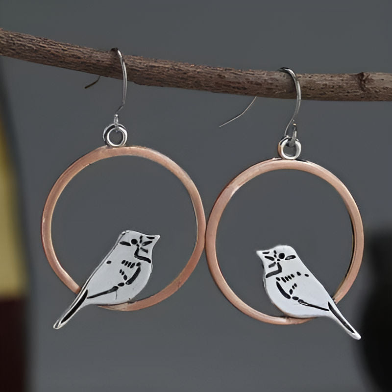 Vintage Rose Gold Bird Earrings